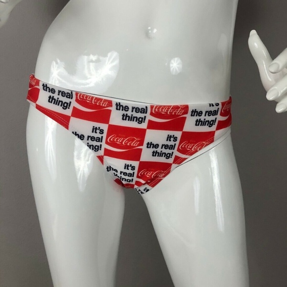 NEW COCA COLA RED & WHITE GRAPHIC BOTTOMS SWIMSUIT Size Large - Picture 1 of 4